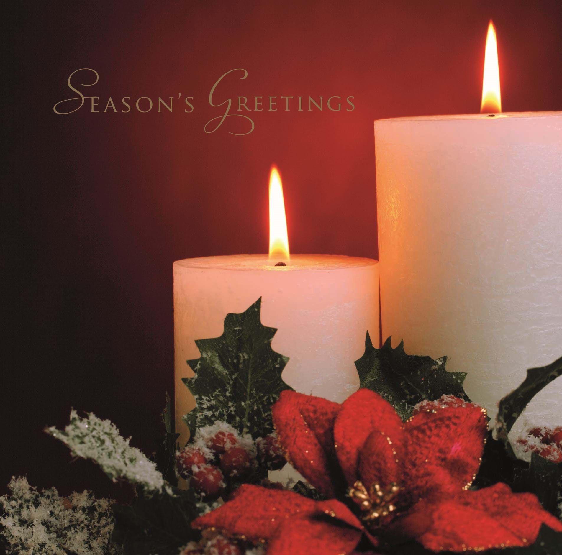 Red Candles Personalised Christmas Card - Front Personalised