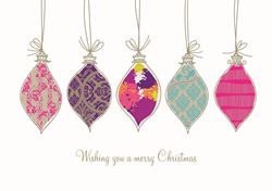 Vibrant Baubles Personalised Christmas Card - Front Personalised