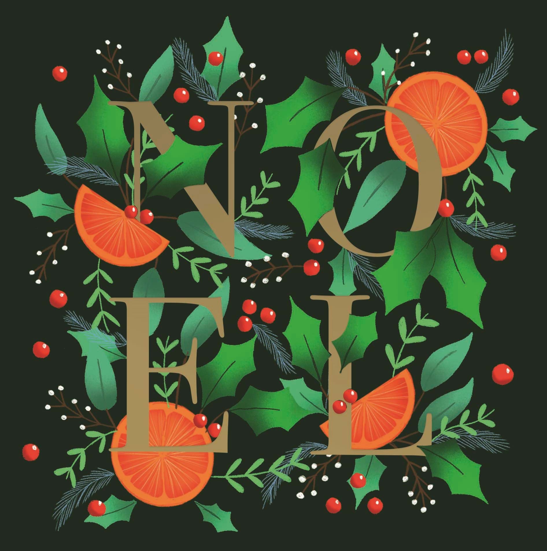 Noel Foliage Personalised Christmas Card