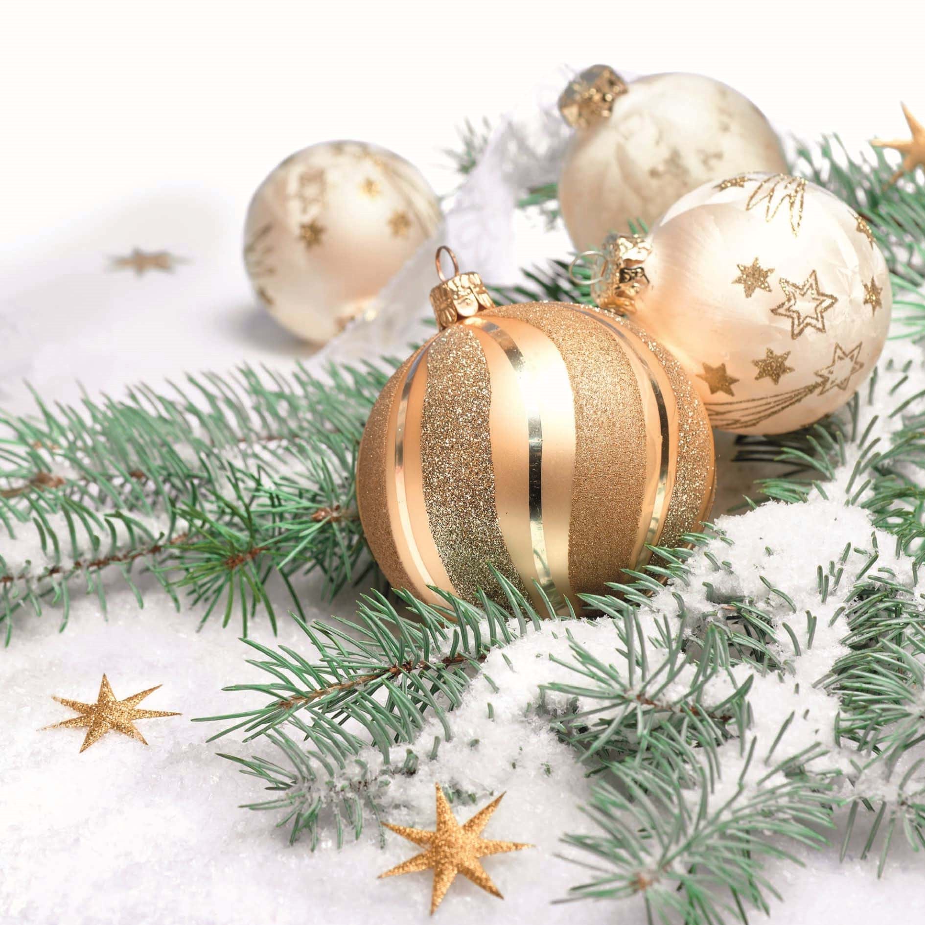 Gold Christmas Baubles Personalised Christmas Card