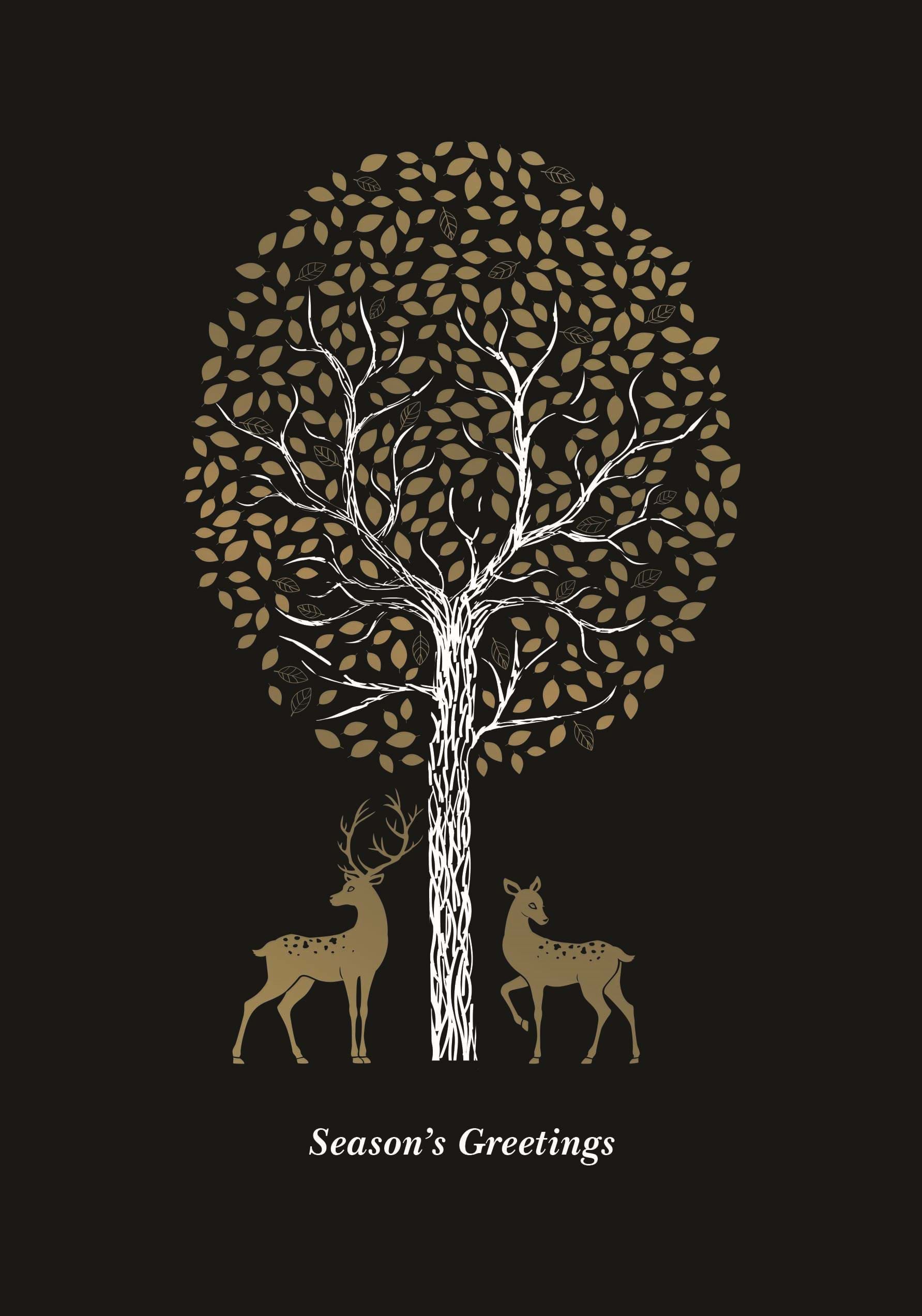 Deer Couple Personalised Christmas Card - Front Personalised