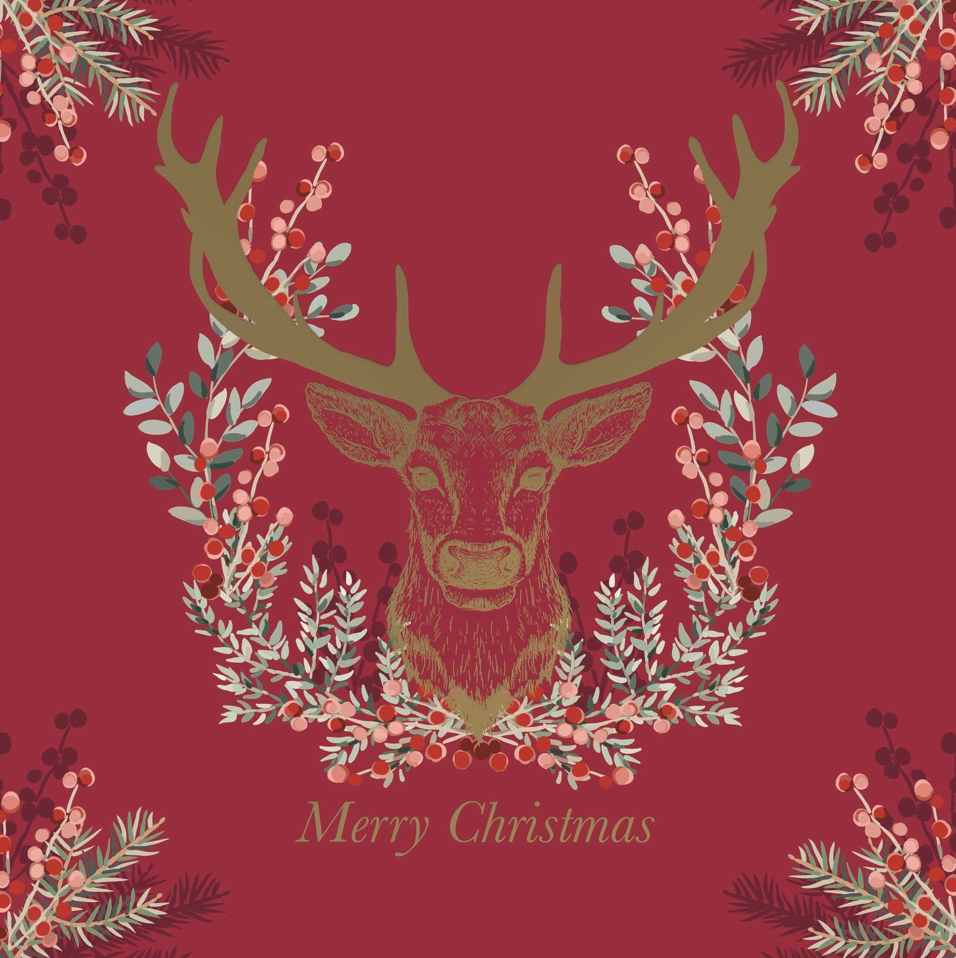 Stag Head Personalised Christmas Card