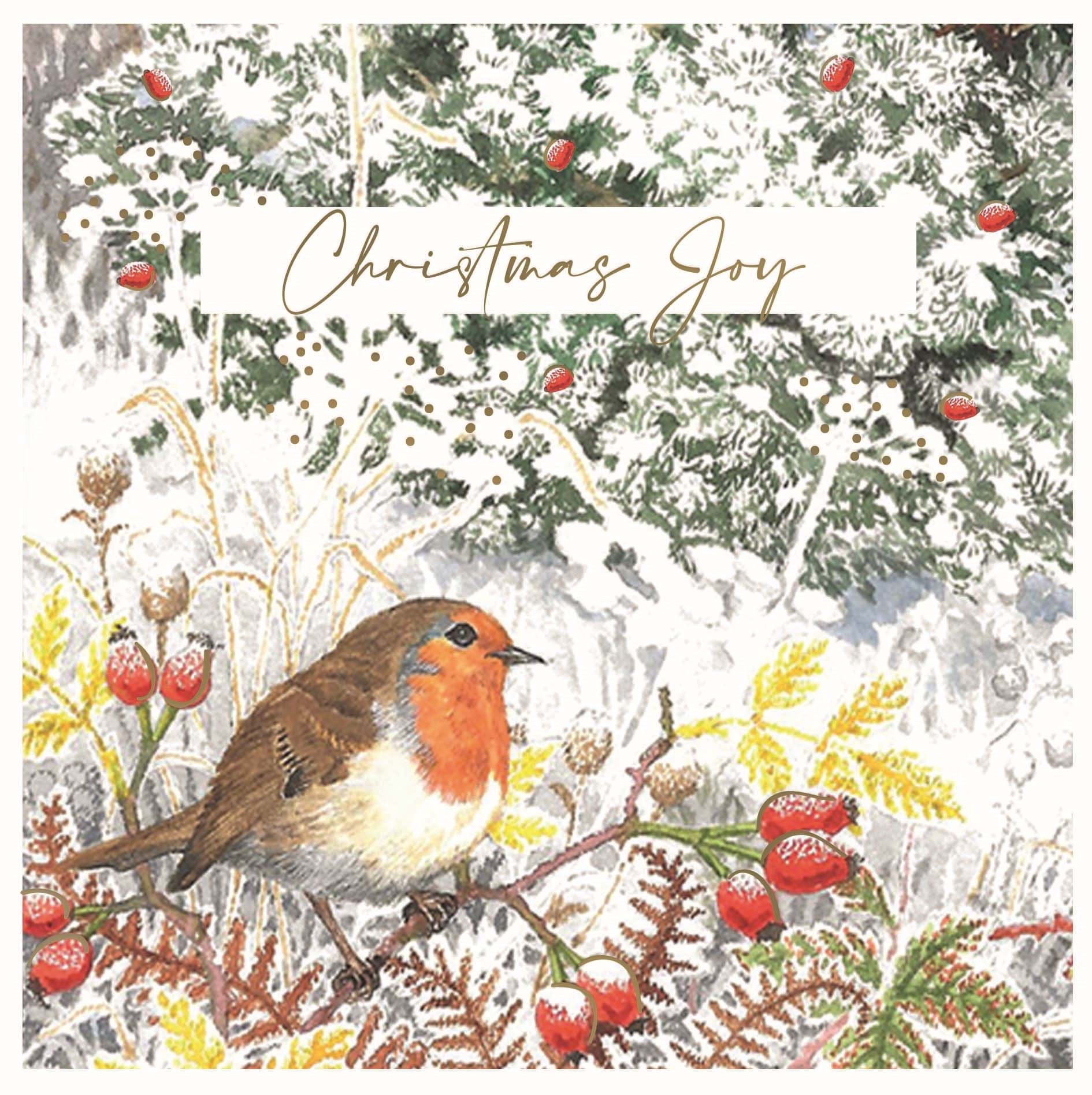 Robin & Trees Personalised Christmas Card