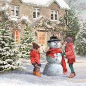 Joy Building a Snowman - Personalised Christmas Card