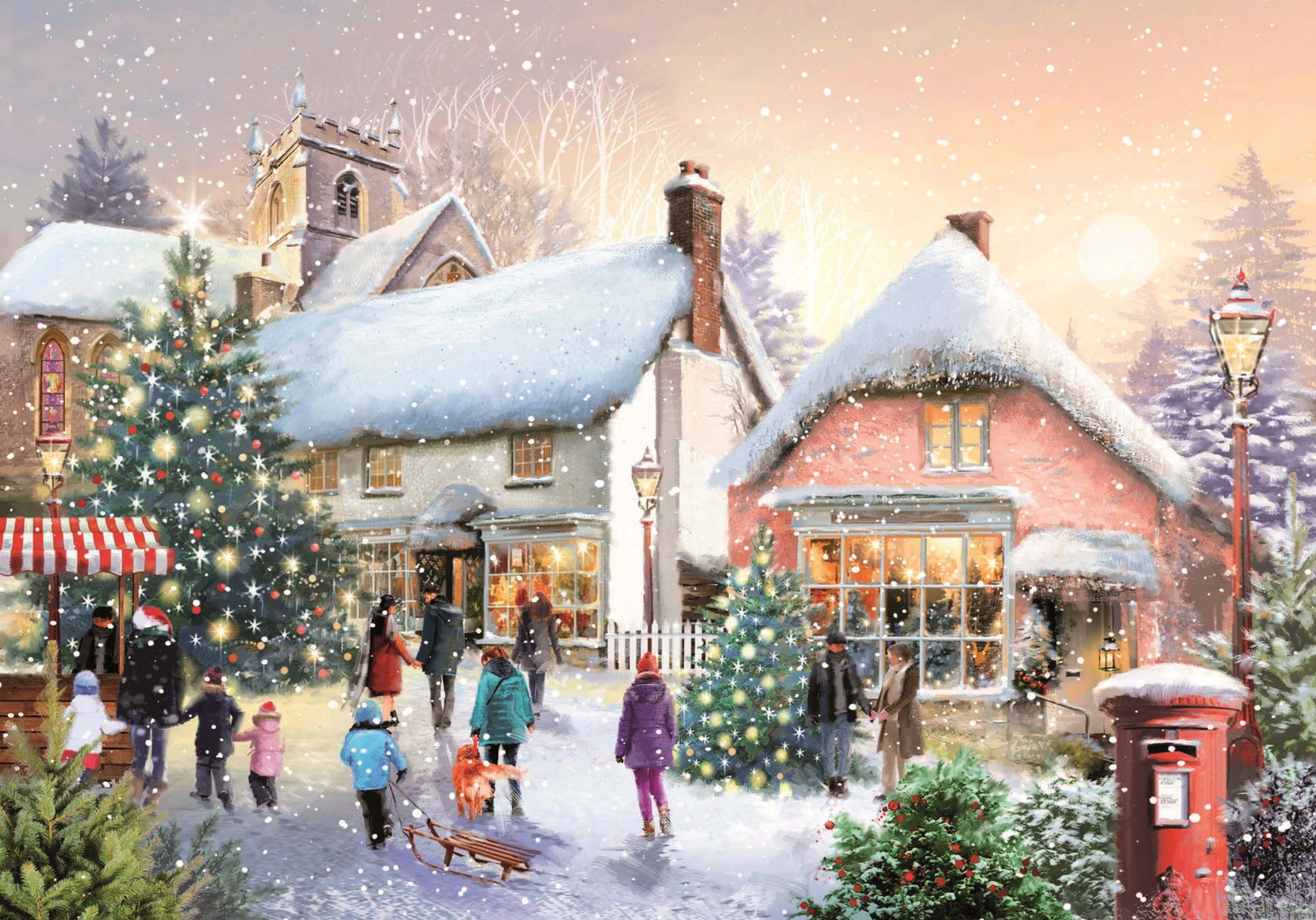 Winter Village Personalised Christmas Card