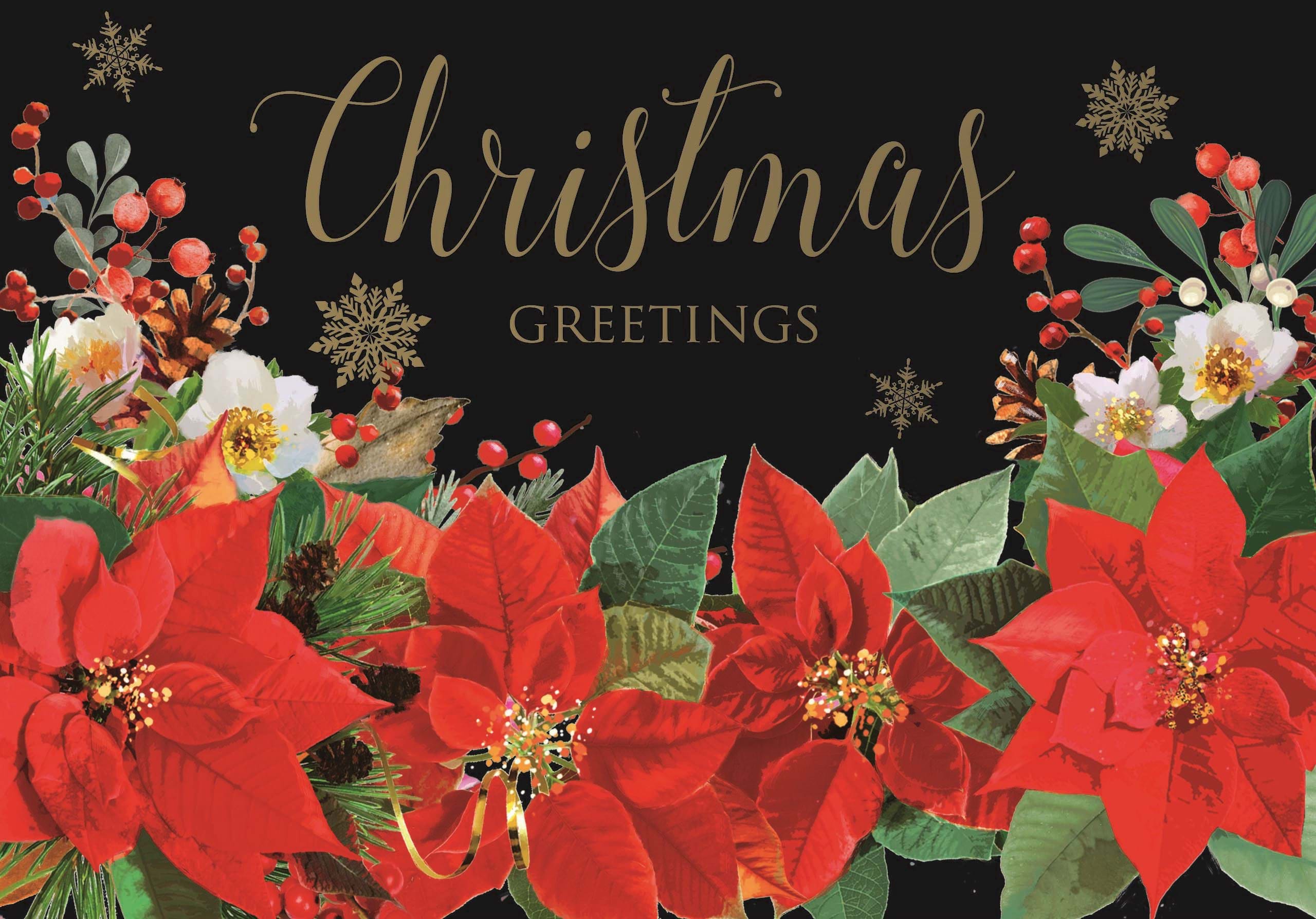 Festive Poinsettia Personalised Christmas Card