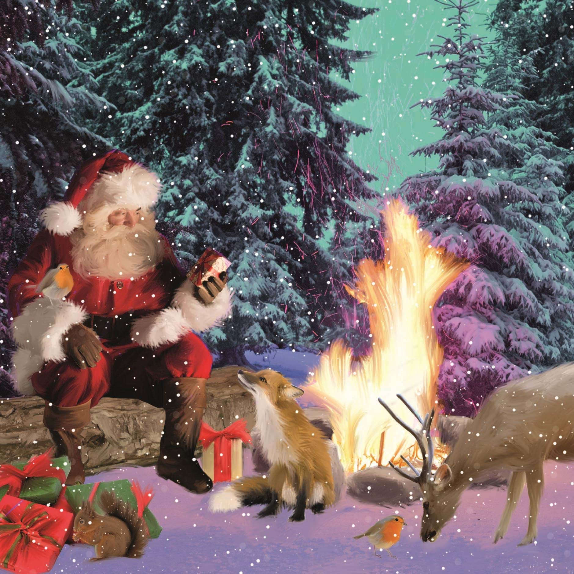 Campfire Santa Personalised Christmas Card