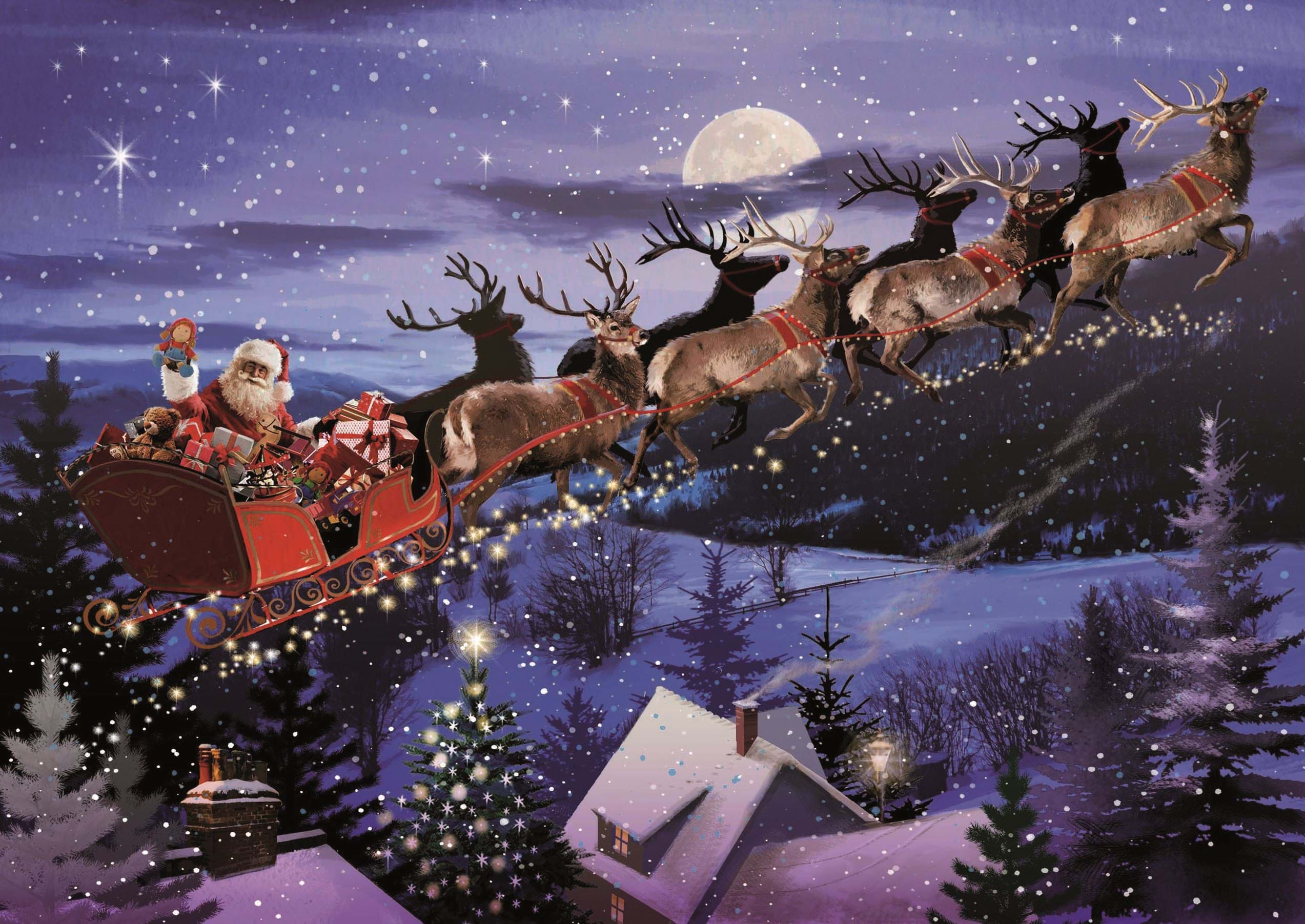 Santa & Sleigh Personalised Christmas Card