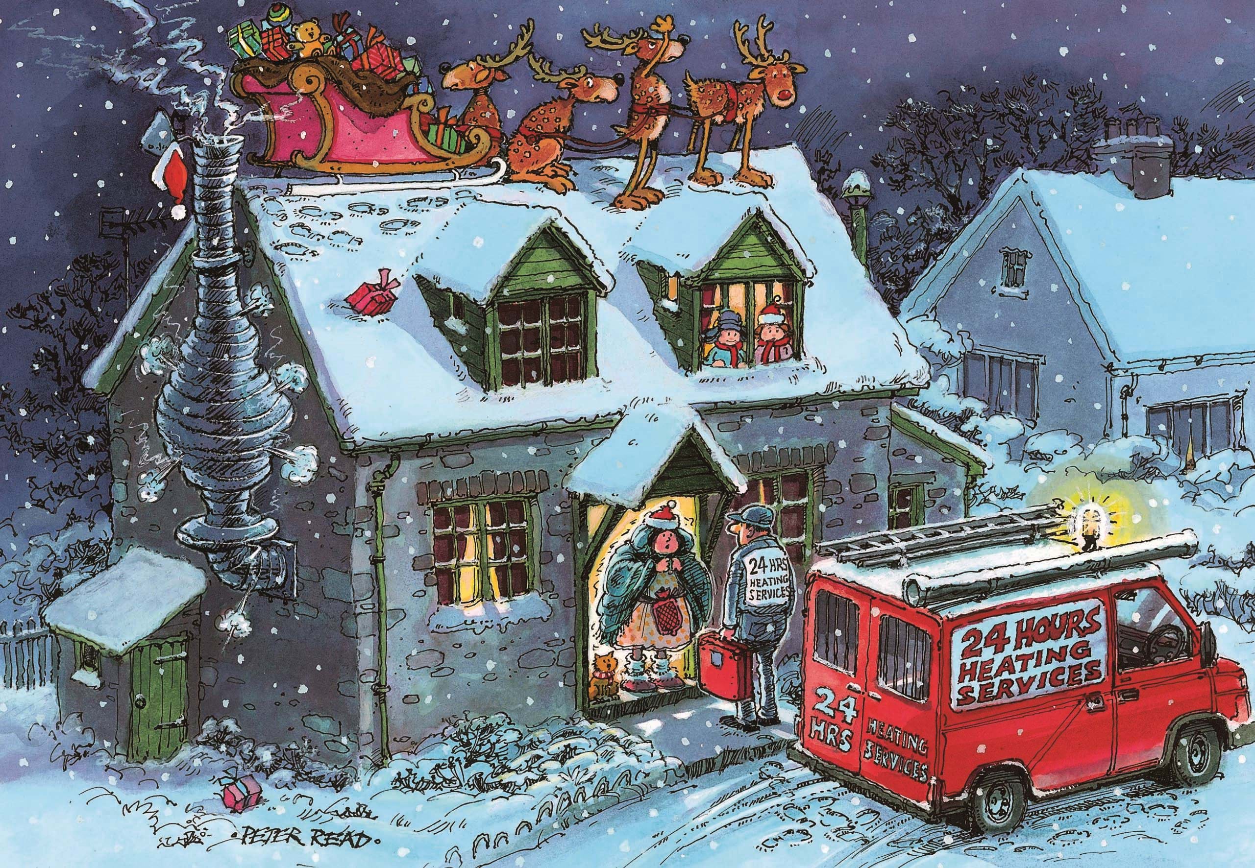 Santa Stuck in Chimney Personalised Christmas Card