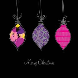 Fluorescent Baubles Personalised Christmas Card - Front Personalised