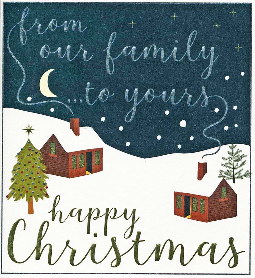 Snow Cabins Family Christmas Card