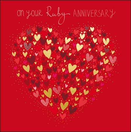 Hearts 40th Wedding Anniversary Card