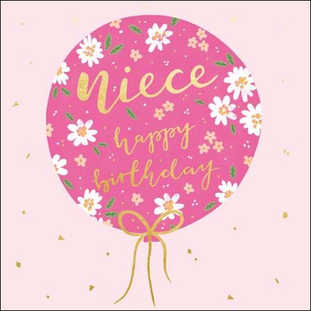 Floral Balloon Niece Birthday Card