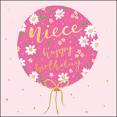 Floral Balloon Niece Birthday Card