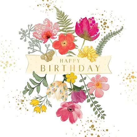 Floral Banner Birthday Card