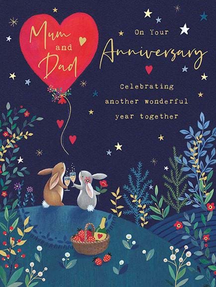 Bunny Picnic Mum & Dad Anniversary Card