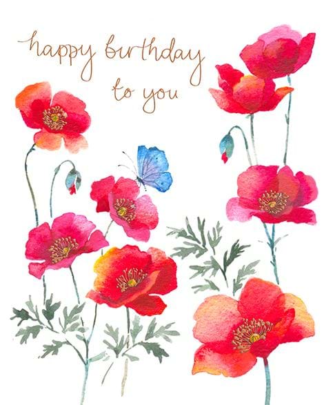 Poppies Birthday Card