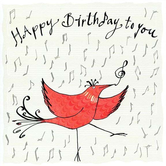 Red Bird Birthday Card