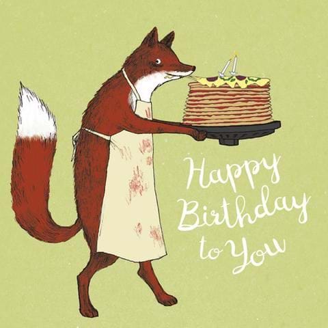 Fox's Pizza Cake Birthday Card