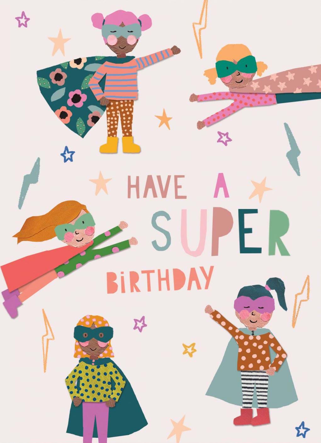 Girl Superhero Birthday Card