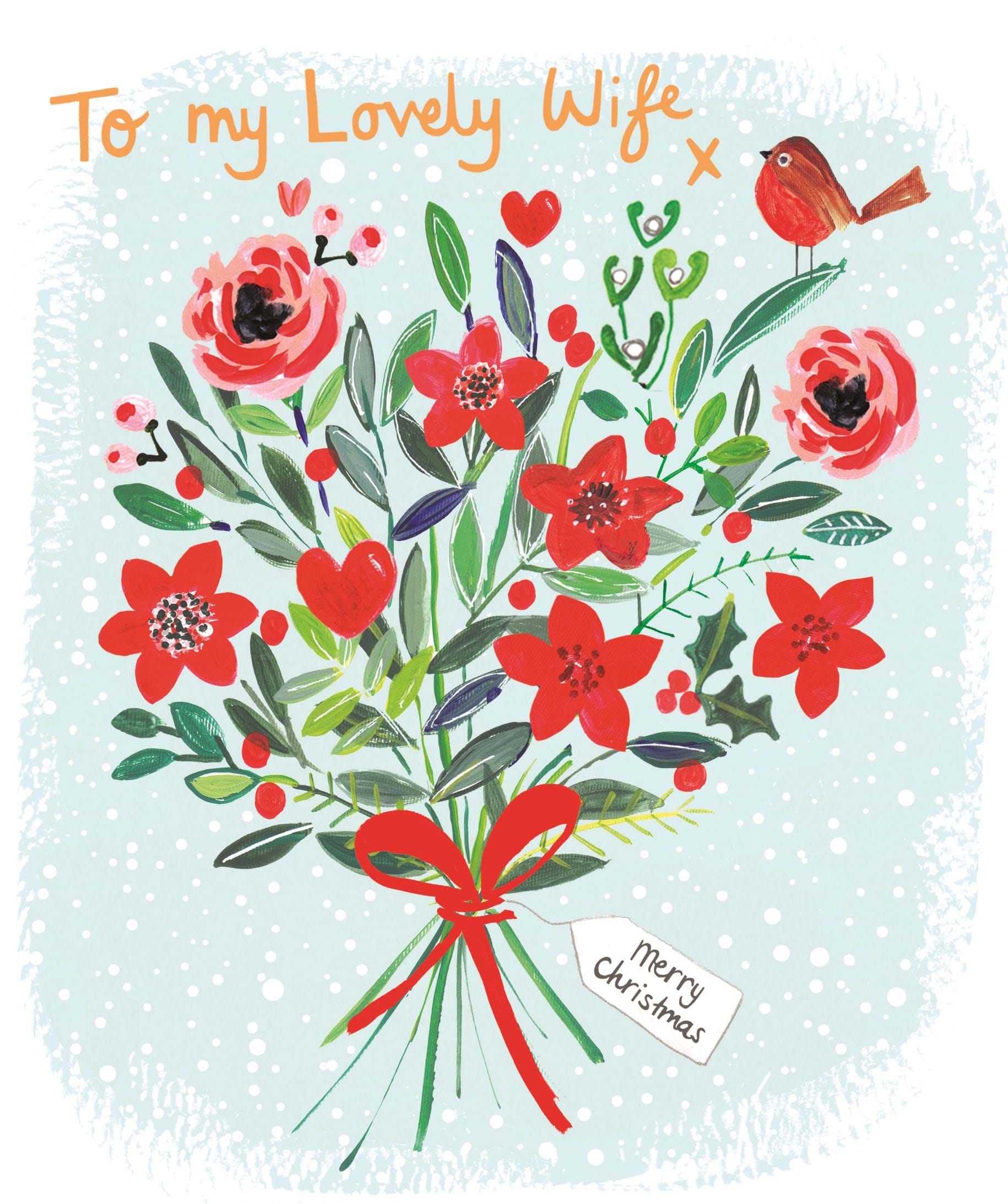Floral Bouquet Wife Christmas Card