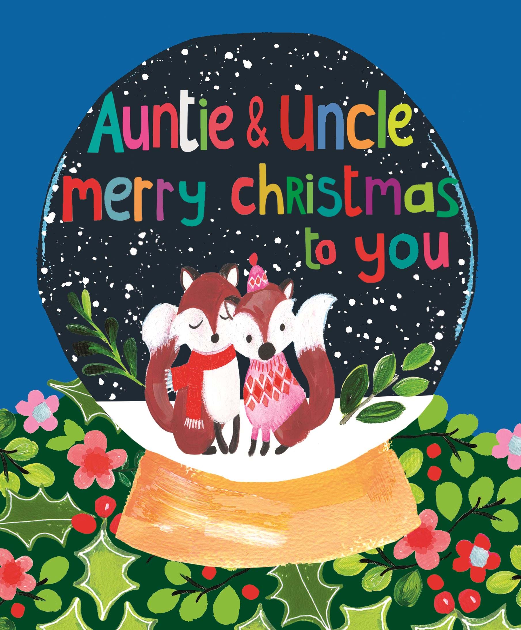 Fox Snow Globe Auntie & Uncle Christmas Card