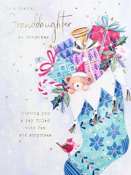 Stocking Granddaughter Christmas Card
