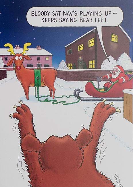 Bear Left Christmas Card