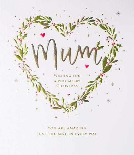 Heart Wreath Mum Christmas Card
