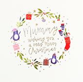 Festive Wreath Mummy Christmas Card