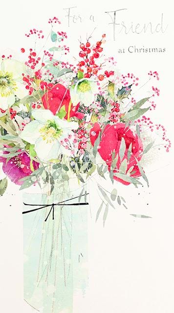 Festive Flowers Friend Christmas Card
