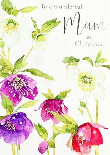 Pretty Flowers Mum Christmas Card