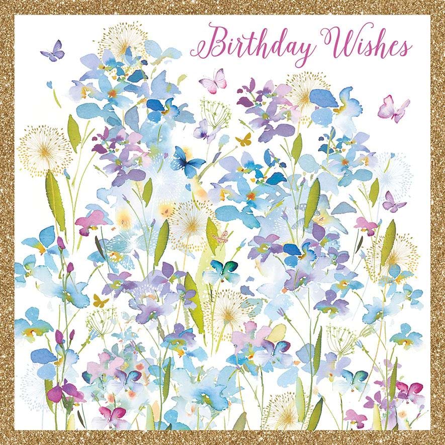 Blue Flowers Birthday Card
