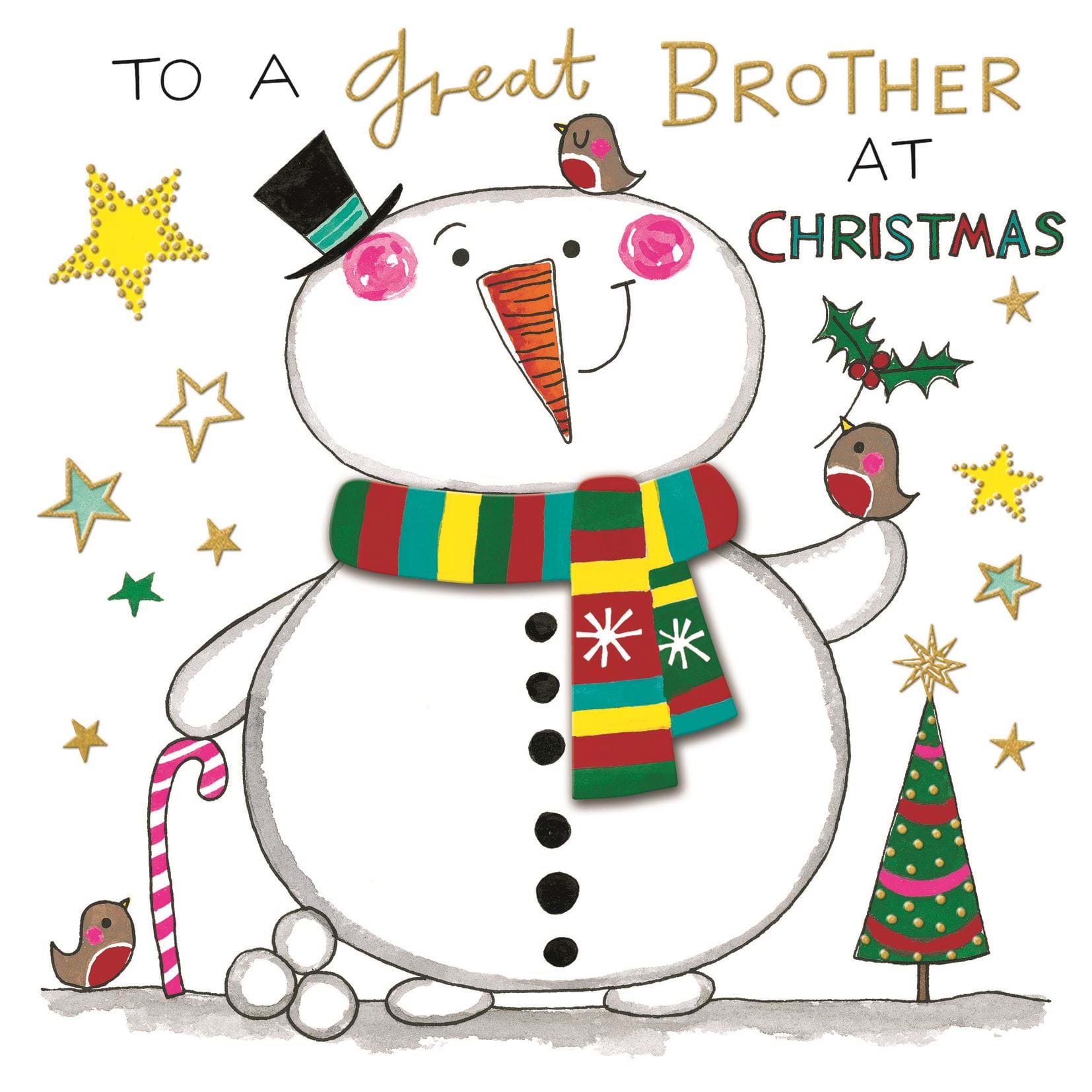 Smiling Snowman Brother Christmas Card
