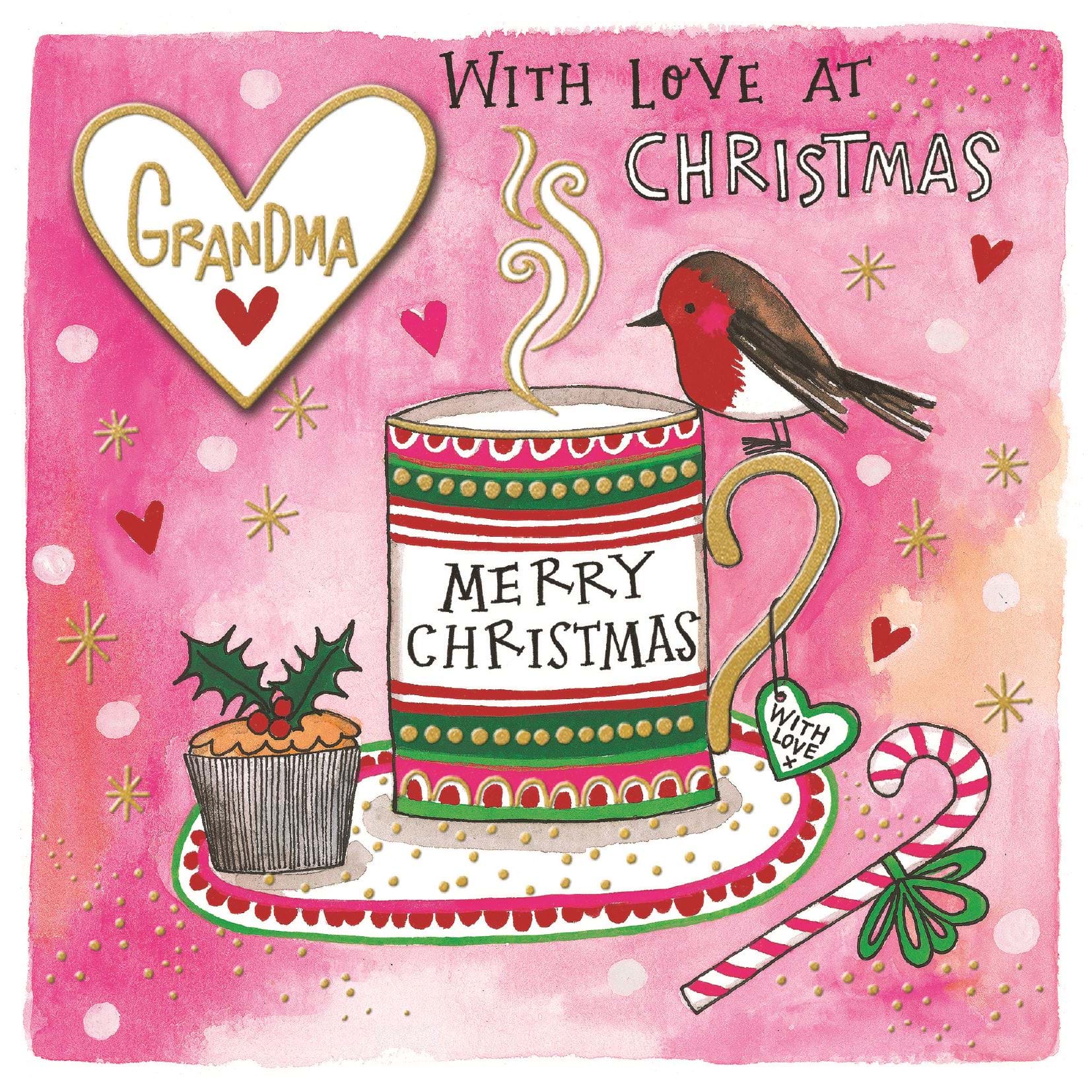 Hot Chocolate Grandma Christmas Card
