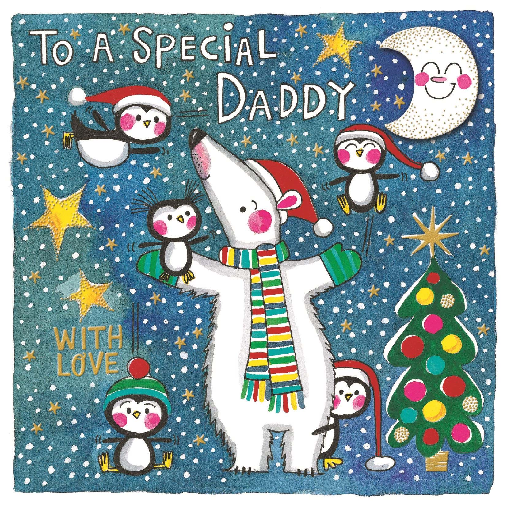 Polar Bear & Penguins Daddy Christmas Card