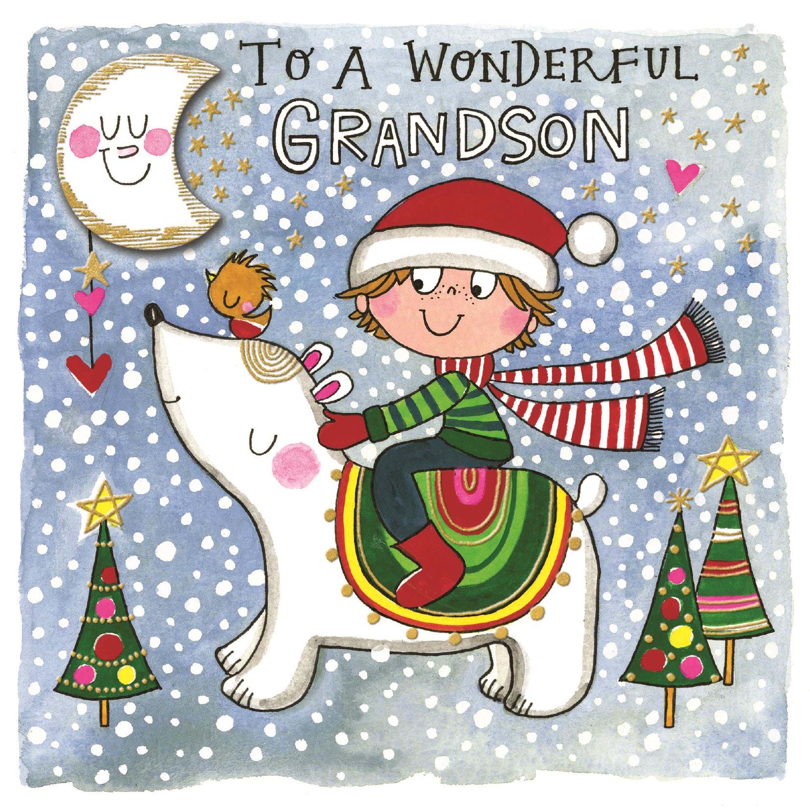 Polar Bear Ride Grandson Christmas Card