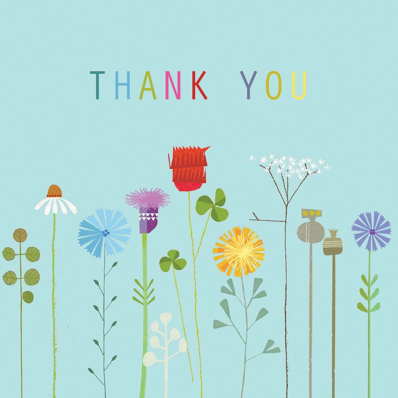 Colourful Flowers Thank You Card
