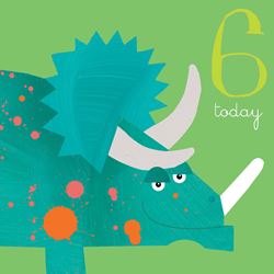 Triceratops 6th Birthday Card