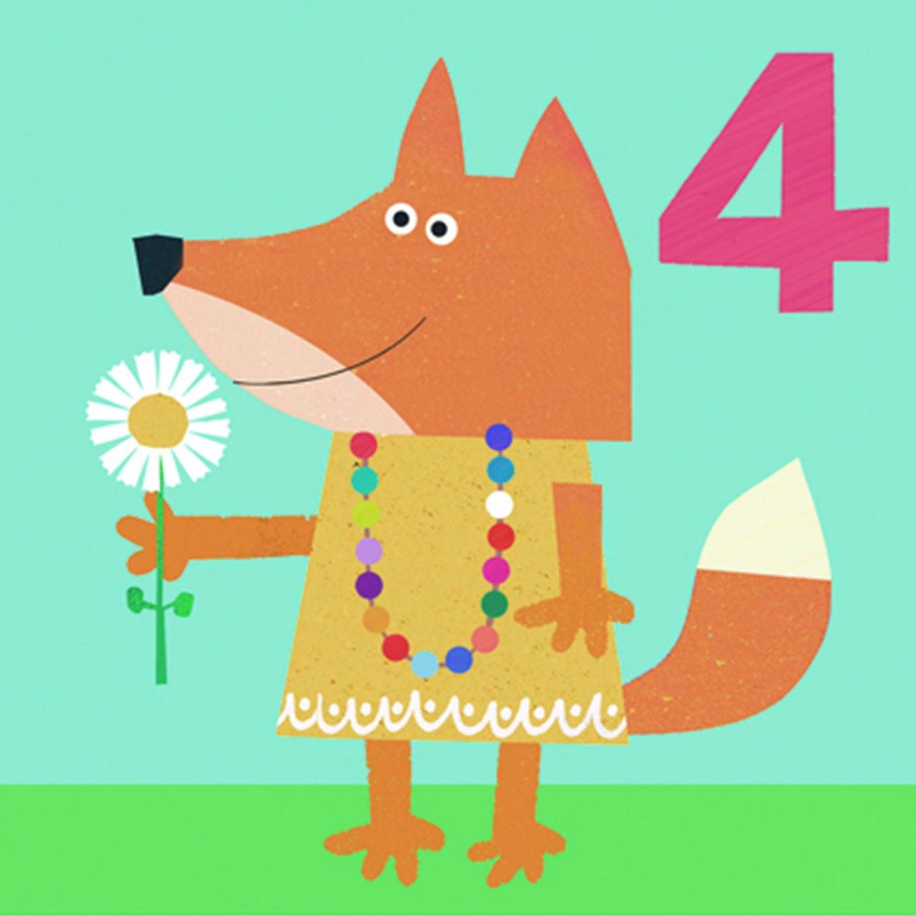 Fox 4th Birthday Card