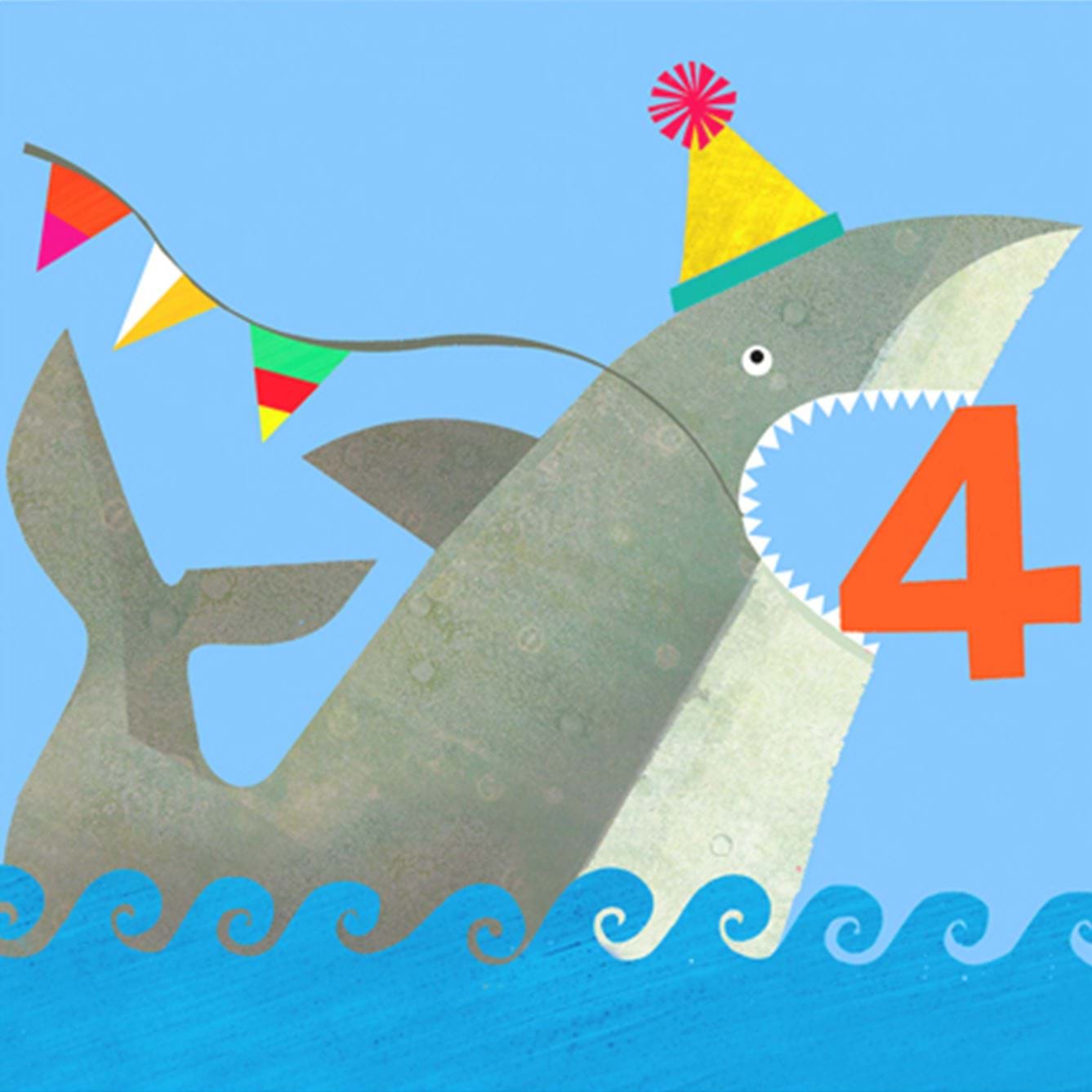 Shark 4th Birthday Card