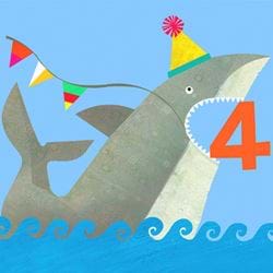 Shark 4th Birthday Card