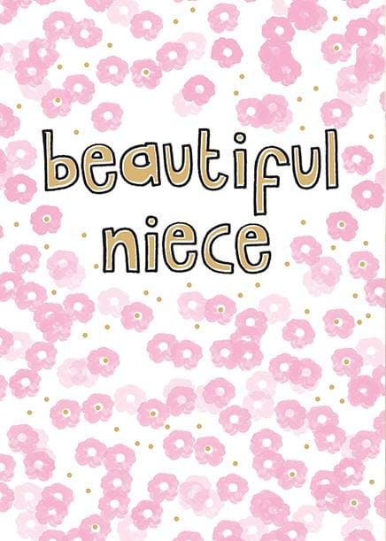 Pink Flowers Niece Birthday Card