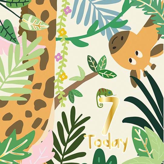 Giraffe 7th Birthday Card