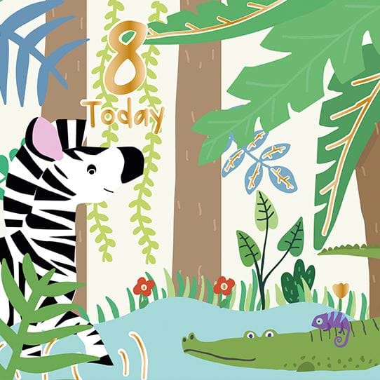Zebra & Croc 8th Birthday Card