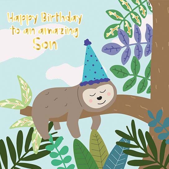 Sleeping Sloth Son Birthday Card