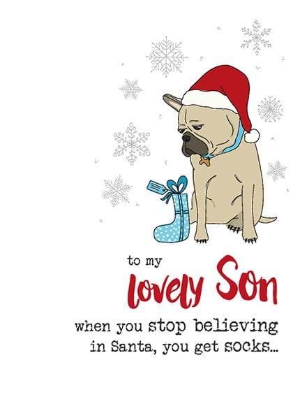 Festive Pup Son Christmas Card