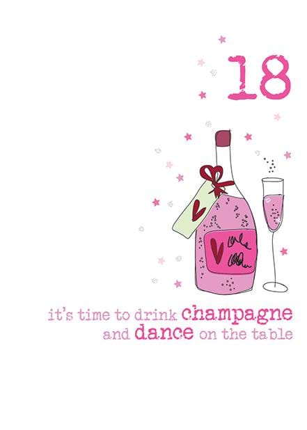 Champagne & Dance 18th Birthday Card