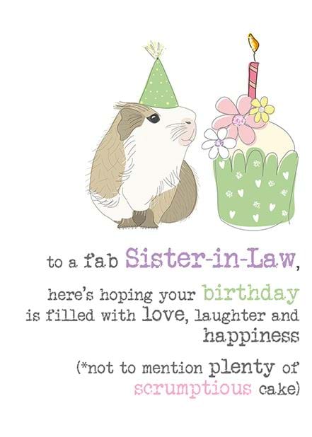 Guinea Pig Sister-in-law Birthday Card