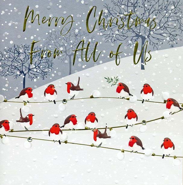 Robins From All of Us Christmas Card